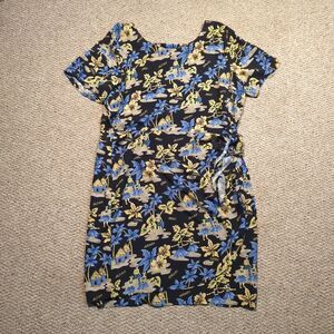 Hilo Hattie Hawaiian Midi Dress Womens XL Wrap Tie Waist Aloha Resort Wear Beach